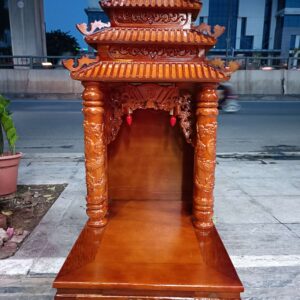 Bàn thờ Thần Tài gỗ thông mái Thái 3 tầng